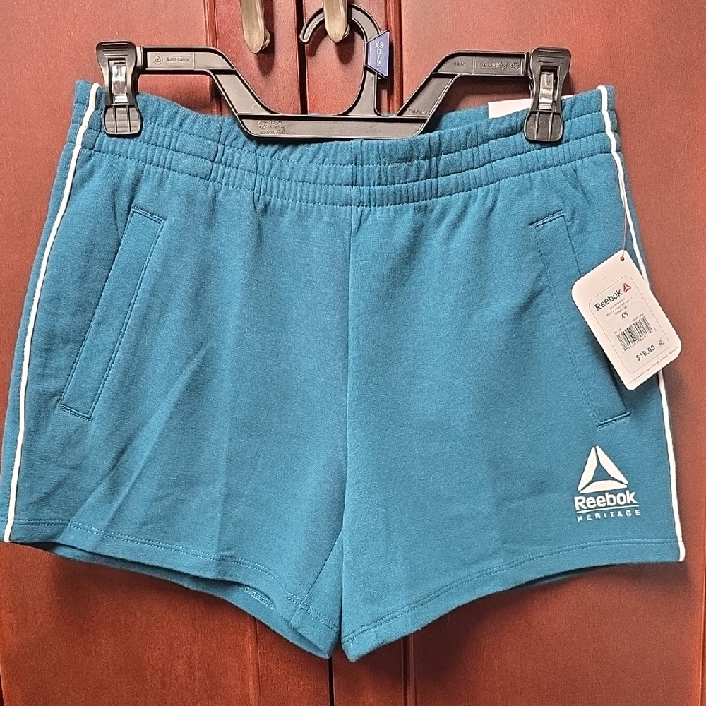 NWT. Women's Reebok Teal Blue Athletic Shorts with Elastic Waistband SIZE XS 0/2